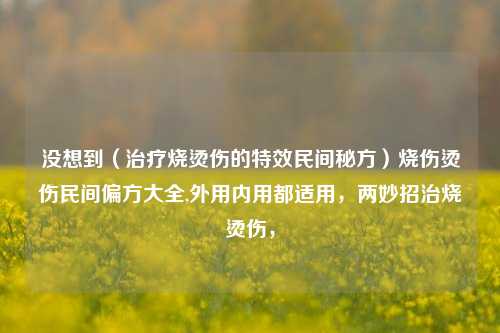 没想到（治疗烧烫伤的特效民间秘方）烧伤烫伤民间偏方大全,外用内用都适用，两妙招治烧烫伤，