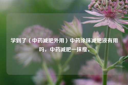 学到了（中药减肥外用）中药涂抹减肥液有用吗，中药减肥一抹瘦，