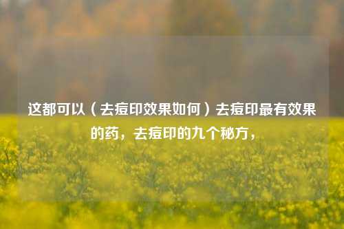 这都可以（去痘印效果如何）去痘印最有效果的药，去痘印的九个秘方，